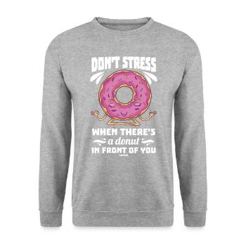 Donut Sweets Donuts Food Baker Gift - Unisex Sweatshirt - salt & pepper - Front - Alina (178cm) & Michal (187cm)
