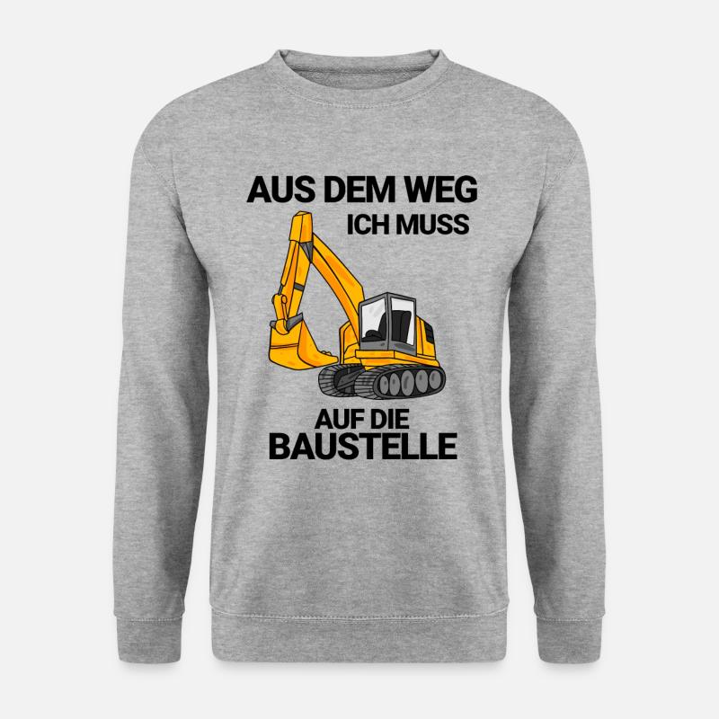 Baustelle Bagger Baggerfahrer Geschenk - Unisex Pullover - Weißgrau meliert