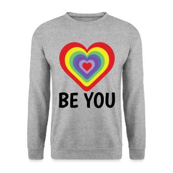 Be You Gay Pride Lgbtq Rainbow Transgender Bisexua - Unisex Pullover - Weißgrau meliert - Vorne - Alina (178cm) & Michal (187cm)
