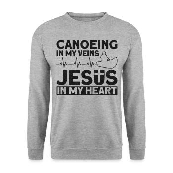 Canoë Canoë Jésus Foi Vintage - Sweat-shirt Unisexe - gris chiné - Devant - Alina (178cm) & Michal (187cm)