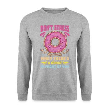 Donut Sweets Donuts Food Baker Gift - Unisex Sweatshirt - salt & pepper - Front - Alina (178cm) & Michal (187cm)