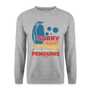 Désolé de ne pas écouter penguins - Sweat-shirt Unisexe - gris chiné - Devant - Alina (178cm) & Michal (187cm)