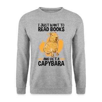 Bücher lesen und Capybaras streicheln - Unisex Pullover - Weißgrau meliert - Vorne - Alina (178cm) & Michal (187cm)