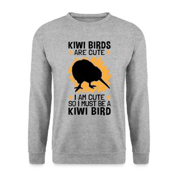 Les oiseaux kiwis sont mignons, donc je suis un oiseau kiwi - Sweat-shirt Unisexe - gris chiné - Devant - Alina (178cm) & Michal (187cm)
