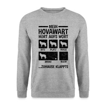 Hovawart Hundetricks deutscher Bauernhund - Unisex Pullover - Weißgrau meliert - Vorne - Alina (178cm) & Michal (187cm)