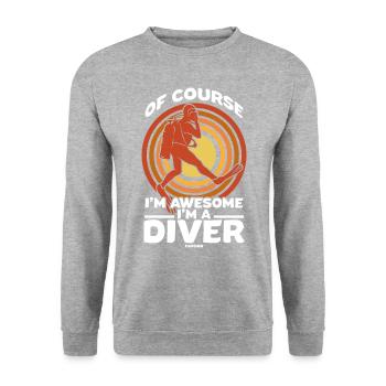 Of Course I'm Awesome I'm A Diver - Unisex Sweatshirt - salt & pepper - Front - Alina (178cm) & Michal (187cm)