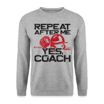 Entraîneur de fans de baseball Vintage Repeat - Sweat-shirt Unisexe - gris chiné - Devant - Alina (178cm) & Michal (187cm)