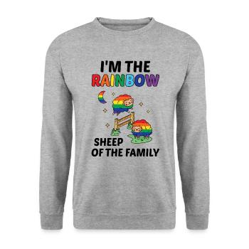 I'm The Rainbow Sheep In The Family Lesbian Love G - Unisex Pullover - Weißgrau meliert - Vorne - Alina (178cm) & Michal (187cm)