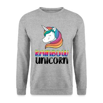 Rainbow Unicorn Bisexual Transgender Pride Rainbow - Unisex Pullover - Weißgrau meliert - Vorne - Alina (178cm) & Michal (187cm)