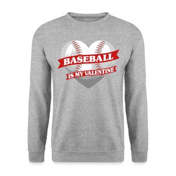 Baseball Fan Valentines Day Heart - Unisex Pullover - Weißgrau meliert - Vorne - Alina (178cm) & Michal (187cm)