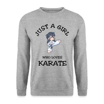 Juste une fille qui aime le karaté - Sweat-shirt Unisexe - gris chiné - Devant - Alina (178cm) & Michal (187cm)