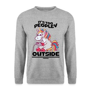 C’est trop folklorique en dehors de la licorne de jeu - Sweat-shirt Unisexe - gris chiné - Devant - Alina (178cm) & Michal (187cm)