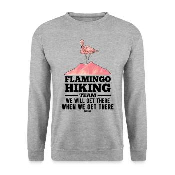 Flamingo Hiking Team We Will Get There - Unisex Sweatshirt - salt & pepper - Front - Alina (178cm) & Michal (187cm)