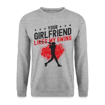 Baseball Fan Batter Vintage Votre - Sweat-shirt Unisexe - gris chiné - Devant - Alina (178cm) & Michal (187cm)