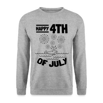 Patriotique américain 4 juillet Baleine happy 4th Of - Sweat-shirt Unisexe - gris chiné - Devant - Alina (178cm) & Michal (187cm)