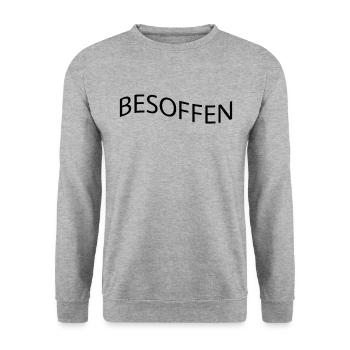 Mallorca Saufen Schriftzug - Unisex Pullover - Weißgrau meliert - Vorne - Alina (178cm) & Michal (187cm)