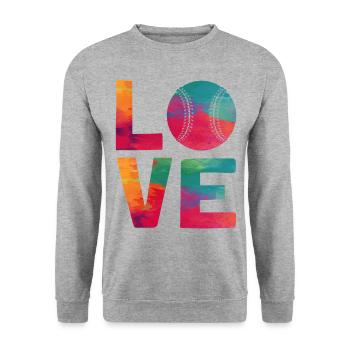 Baseball Fan Watercolor Love - Unisex Pullover - Weißgrau meliert - Vorne - Alina (178cm) & Michal (187cm)