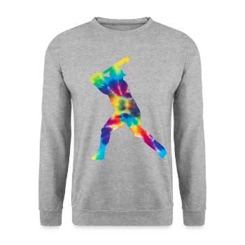 Baseball Fan Tie Dye Batter - Unisex Sweatshirt - salt & pepper - Front - Alina (178cm) & Michal (187cm)