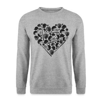 Baseball Fan Heart Vintage - Unisex Pullover - Weißgrau meliert - Vorne - Alina (178cm) & Michal (187cm)