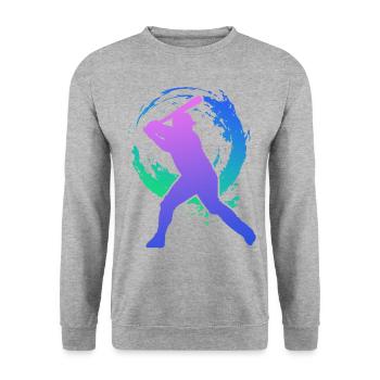 Baseball Fan Retro Vintage 80s 90s - Unisex Pullover - Weißgrau meliert - Vorne - Alina (178cm) & Michal (187cm)