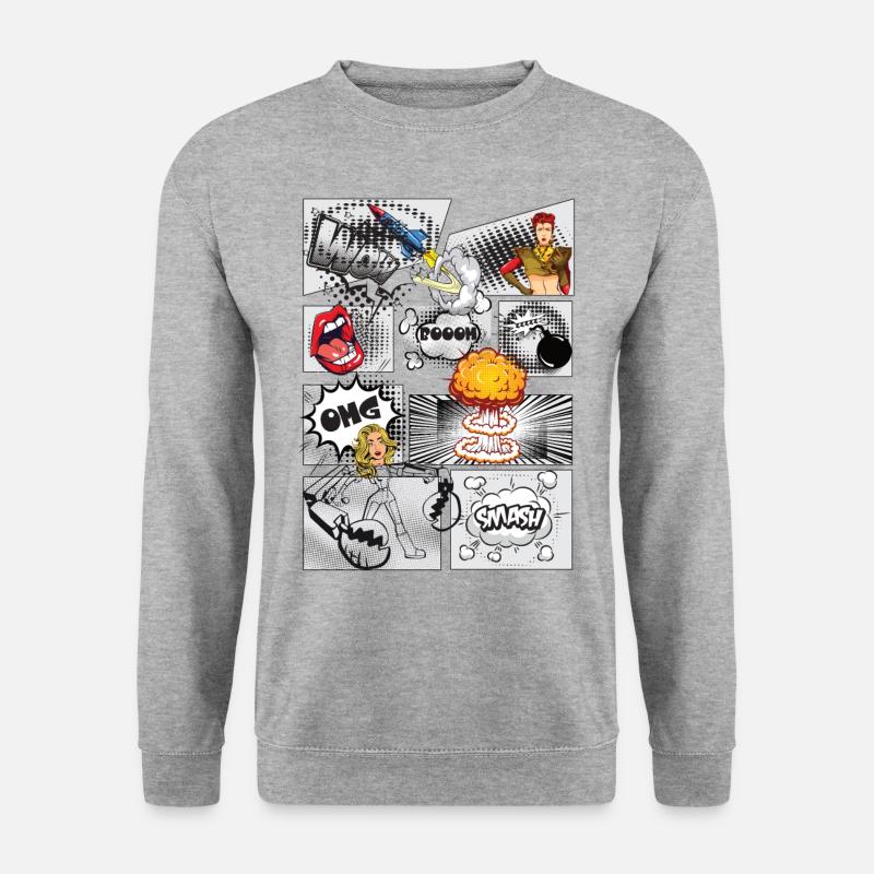 Comic Stil - Unisex Pullover - Weißgrau meliert