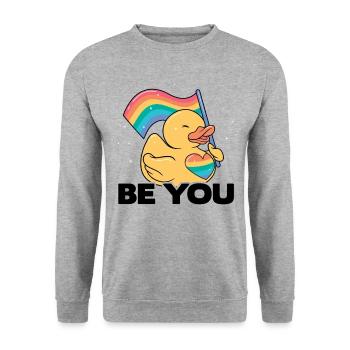 Be You Gay Pride Lgbtq Rainbow Transgender Bisexua - Unisex Pullover - Weißgrau meliert - Vorne - Alina (178cm) & Michal (187cm)