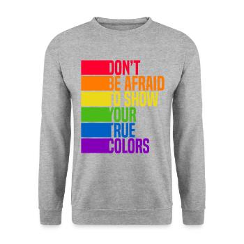 Dont Be Afraid To Show Your True Colors Bisexual T - Unisex Pullover - Weißgrau meliert - Vorne - Alina (178cm) & Michal (187cm)
