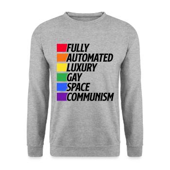 Fully Automated Luxury Gay Space Communism Lesbian - Unisex Pullover - Weißgrau meliert - Vorne - Alina (178cm) & Michal (187cm)