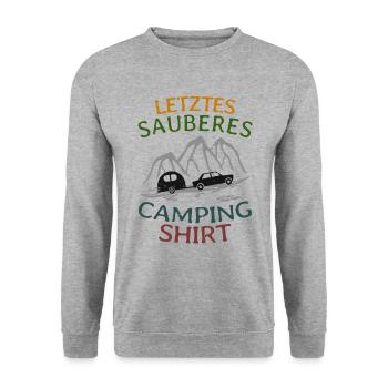 Camping Wohnwagen lustiges Geschenk - Unisex Pullover - Weißgrau meliert - Vorne - Alina (178cm) & Michal (187cm)
