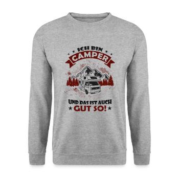 Ich bin Camper - Wohnmobil Womo - Unisex Pullover - Weißgrau meliert - Vorne - Alina (178cm) & Michal (187cm)