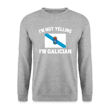 i'm not yelling i'm galician, galicia - Unisex Sweatshirt - salt & pepper - Front - Alina (178cm) & Michal (187cm)