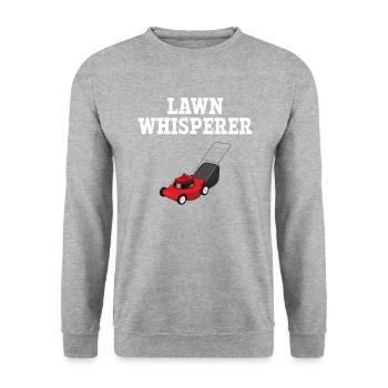 Lawn whisperer mower, mowing - Unisex Pullover - Weißgrau meliert - Vorne - Alina (178cm) & Michal (187cm)