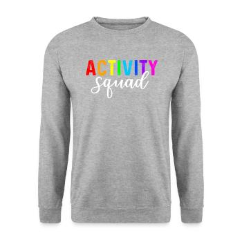 activity squad, activity assistant - Unisex Pullover - Weißgrau meliert - Vorne - Alina (178cm) & Michal (187cm)
