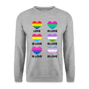 Love Is Love Transgender Diversity Rainbow Gay Lov - Unisex Pullover - Weißgrau meliert - Vorne - Alina (178cm) & Michal (187cm)