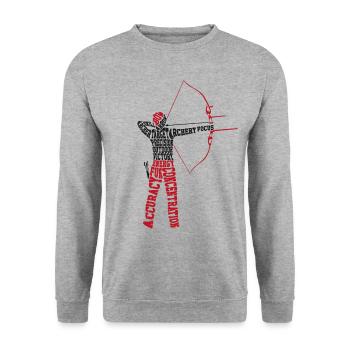 Archery Bow Archer Word Cloud - Unisex Sweatshirt - salt & pepper - Front - Alina (178cm) & Michal (187cm)