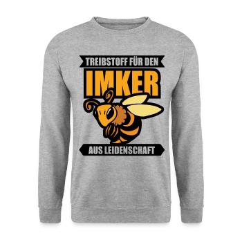 Treibstoff für den Imker - Unisex Pullover - Weißgrau meliert - Vorne - Alina (178cm) & Michal (187cm)