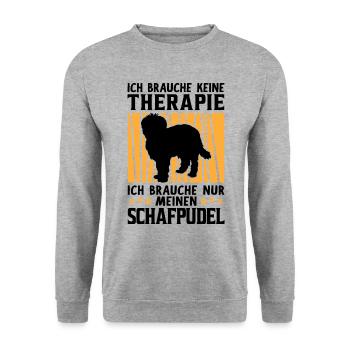 Brauche nur Schafpudel zotthaariger Hütepudel - Unisex Pullover - Weißgrau meliert - Vorne - Alina (178cm) & Michal (187cm)