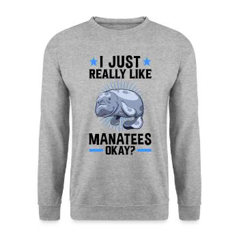 I like manatees Marine mammal Manatee - Unisex Sweatshirt - salt & pepper - Front - Alina (178cm) & Michal (187cm)
