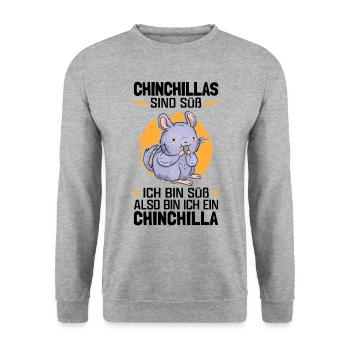 Chinchillas sind süß Wollmaus Chinchilla - Unisex Pullover - Weißgrau meliert - Vorne - Alina (178cm) & Michal (187cm)