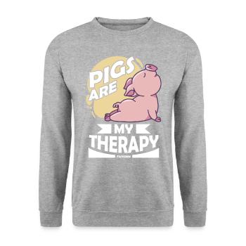 Cochon - Sweat-shirt Unisexe - gris chiné - Devant - Alina (178cm) & Michal (187cm)