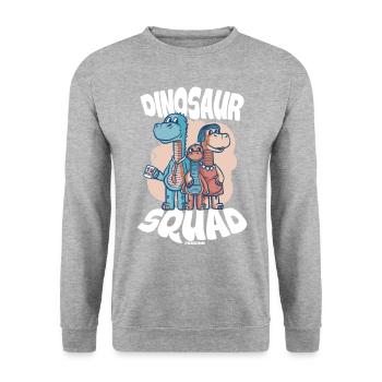 Dinosaur Squad - Unisex Pullover - Weißgrau meliert - Vorne - Alina (178cm) & Michal (187cm)