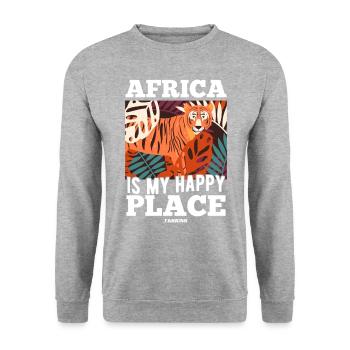 L’Afrique est mon endroit heureux - Sweat-shirt Unisexe - gris chiné - Devant - Alina (178cm) & Michal (187cm)