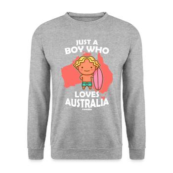 Just A Boy Who Loves Australia - Unisex Sweatshirt - salt & pepper - Front - Alina (178cm) & Michal (187cm)