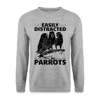 Papageienvogel Ich werde leicht von Papageien - Unisex Pullover - Weißgrau meliert - Vorne - Alina (178cm) & Michal (187cm)