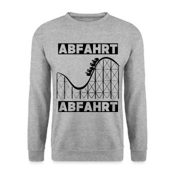 Abfahrt Abfahrt Achterbahn Freizeitpark T-Shirt - Unisex Pullover - Weißgrau meliert - Vorne - Alina (178cm) & Michal (187cm)