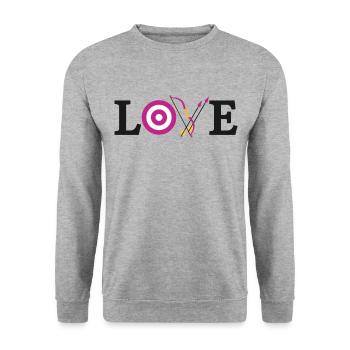 Archery Bow Archer Target Love - Unisex Pullover - Weißgrau meliert - Vorne - Alina (178cm) & Michal (187cm)