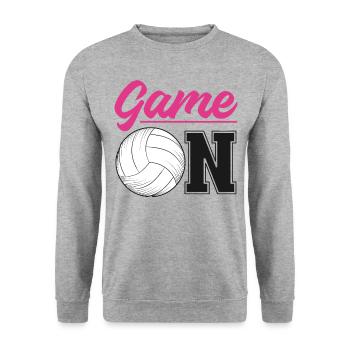 Jeu d’équipe de joueur de volleyball sur - Sweat-shirt Unisexe - gris chiné - Devant - Alina (178cm) & Michal (187cm)