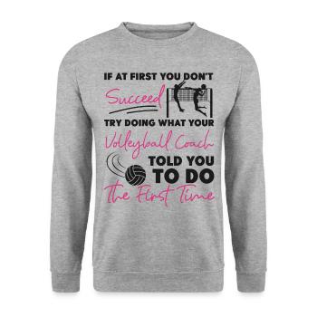 Volleyball Player Team Coach If At - Unisex Pullover - Weißgrau meliert - Vorne - Alina (178cm) & Michal (187cm)