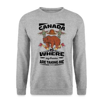 Canada Flag Kanada Flagge Ottawa Vancouver Fahne - Unisex Pullover - Weißgrau meliert - Vorne - Alina (178cm) & Michal (187cm)