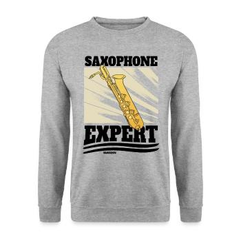 Saxophone Expert - Sweat-shirt Unisexe - gris chiné - Devant - Alina (178cm) & Michal (187cm)